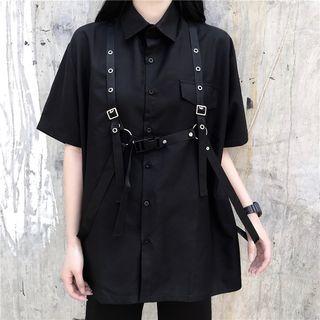 Elbow-sleeve Shirt / Buckled Strap