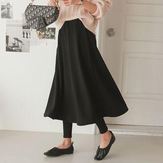 Inset Brushed Fleece Lined Maxi Skirt Leggings