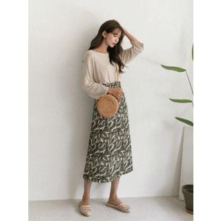 High-waist Foliage A-line Skirt