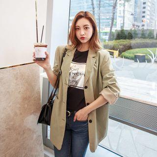 Notched-collar Linen Blend Blazer