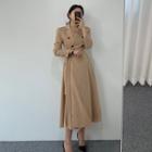 Double-breasted Pleated Midi A-line Blazer Dress