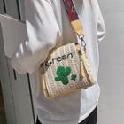 Embroidered Cactus Woven Shoulder Bag