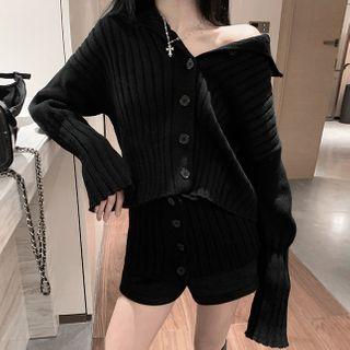 Collar Cardigan Black - One Size