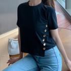 Short Sleeve Asymmetric Cropped Top