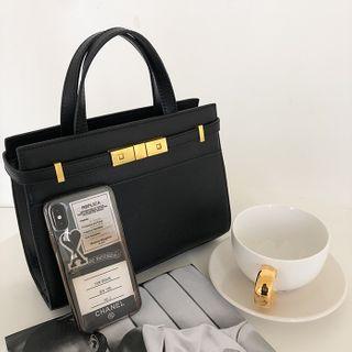 Belted Pleather Tote Bag