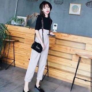 Set: Elbow Sleeve Top + High Waist Jumper Pants