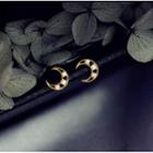 Moon Ear Stud 1 Pair - Gold & White - One Size