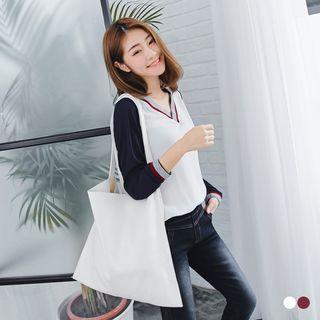 V-neck Color Block Top
