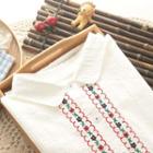 Long-sleeve Embroidery Shirt White - One Size