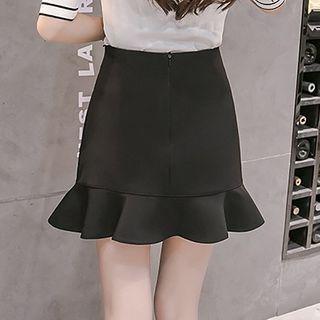Wrap Frill Trim A-line Mini Skirt