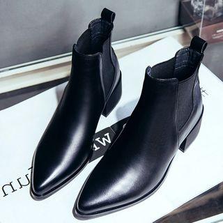 Genuine-leather Low Heel Ankle Boots