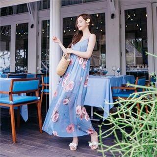 Floral Print Sundress Blue - One Size