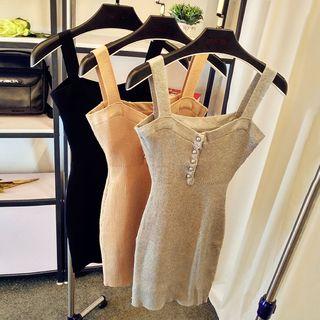 Buttoned Knit Tank Dress