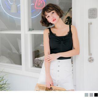 Lace Trim Knot Camisole Top