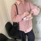 Plain Long-sleeve Shirt / Plain Cable-knit Sweater