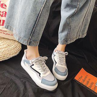 Color Block Mesh Paneled Sneakers