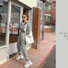 Hooded Zipped Sweat Jumpsuit Gray - One Size