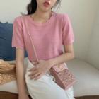 Short-sleeve Scallop Edge Knit Top