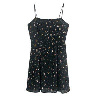 Floral Print Spaghetti-strap A-line Mini Dress