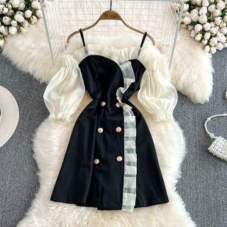 Cold Shoulder Double Breasted Mini Dress