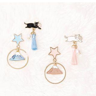 Cherry Blossom Cat Earring