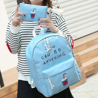 Set Of 2: Printed Oxford Backpack + Zip Pouch