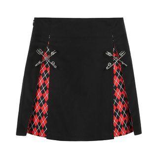 Argyle Print Panel Mini A-line Skirt