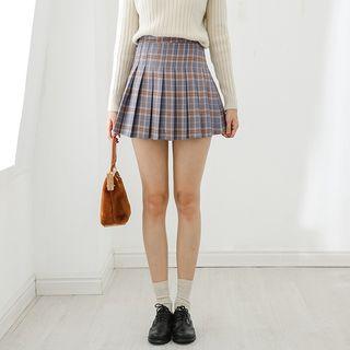 Gingham Pleated Mini Skirt