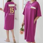 Pocket-side Number T-shirt Dress