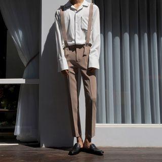Cropped Straight-fit Suspender Dress Pants