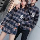 Couple Matching Long-sleeve Plaid Shirt / Mini Skirt / Pants