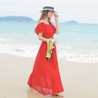 Off Shoulder Chiffon Maxi Sun Dress