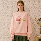 Letter Heart-patched Pullover Pink - One Size