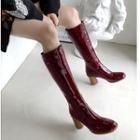 Patent Chunky-heel Tall Boots