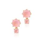 Fashion Simple Plated Gold Geometric Round Pink Cubic Zirconia Stud Earrings Golden - One Size