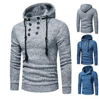 Buttoned Knit Hoodie