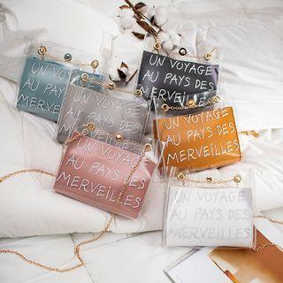 Set: Chain Lettering Transparent Crossbody Bag + Plain Pouch