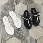 Beaded T-strap Sandals