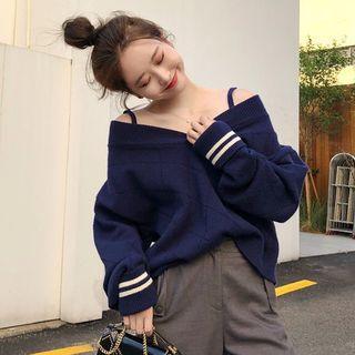 Cold-shoulder V-neck Sweater