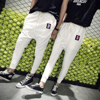 Drawstring Drop-crotch Couple Sweatpants