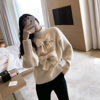 Bow-accent Mock-neck Sweater