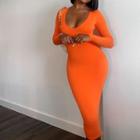 Skinny Round Neck Long Sleeve Dress