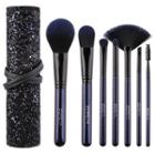 Set Of 7: Makeup Brush Black & Purple - One Size