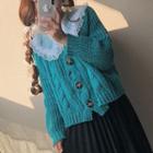 Lace Long-sleeve Top / V-neck Cable Knit Cardigan