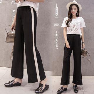 Plus Size Two Tone Knit Wide-leg Pants