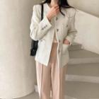 Round-neck Floral Buttoned Tweed Jacket