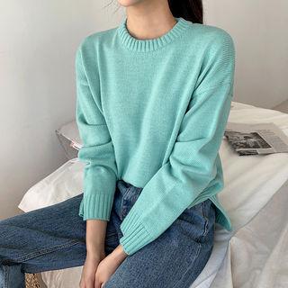 Round-neck Drop-soulder Knit Top