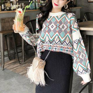 Set: Patterned Sweater + Midi Skirt