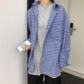 Oversized Small Plaid Blouse