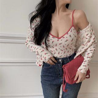 Floral Print Camisole Top / Floral Print Cardigan
